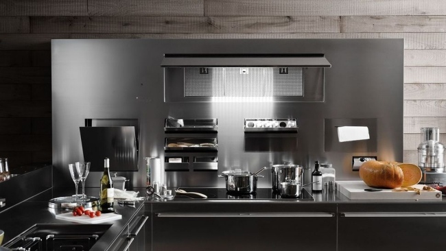 Sistema de cozinha de canto - frentes de aço inoxidável à prova de ferrugem prateleiras embutidas, espaço de armazenamento