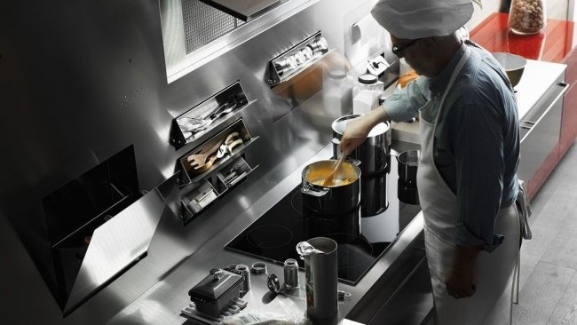 Linha de design de placas de indução Valcucine artematica - conceitos de cozinha inox