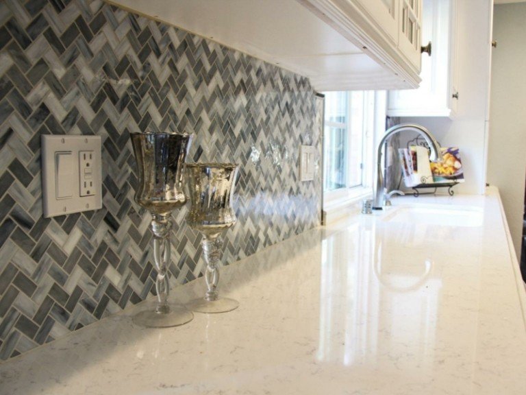 azulejo espelho cinza ideia padrão arrastão mosaico moderno