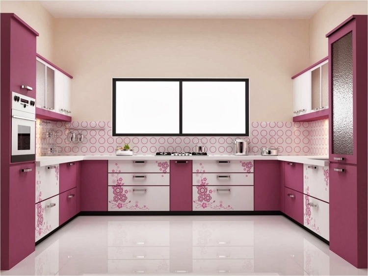 cozinha-armário-renovar-ideia-etiqueta-adesivo-folha-branca-roxa-flores-fofa-alto-brilho-em forma de u
