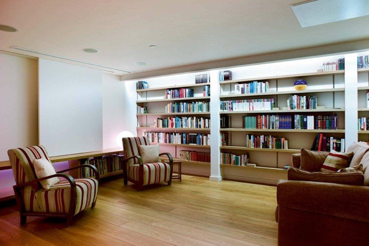 converter subsolo em sala de estar-biblioteca-sala de leitura-silenciosa-iluminação