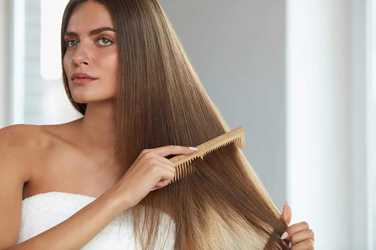 Tratamento de queratina para lavar o cabelo no verão, cuidar do cabelo castanho