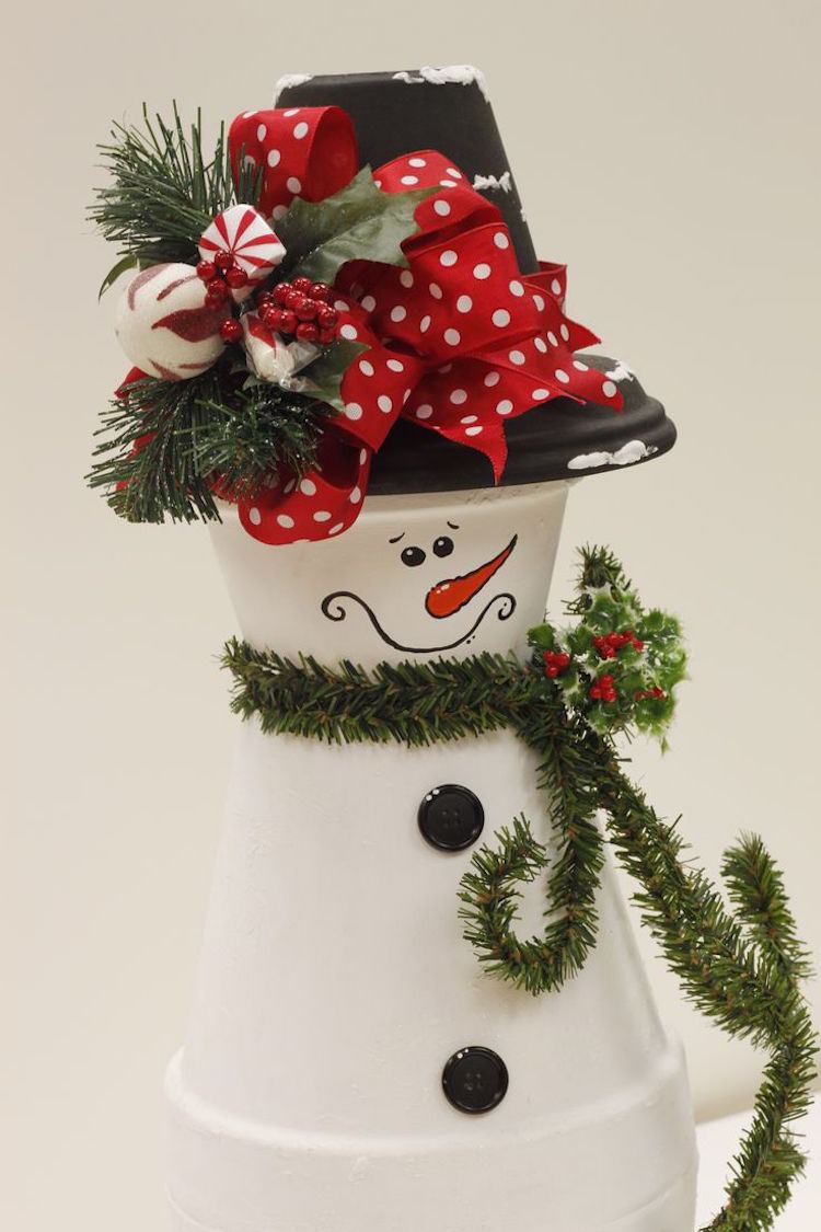 funileiro vasos de flores de natal boneco de neve lindo