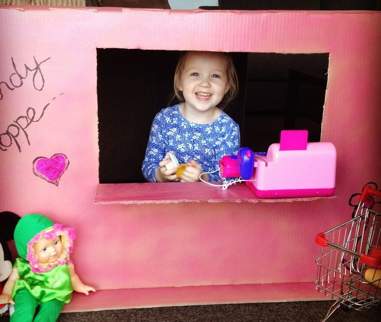 Loja infantil de papelão-rosa-construa-você-quarto-infantil-caixa-carrinho-boneca de compras