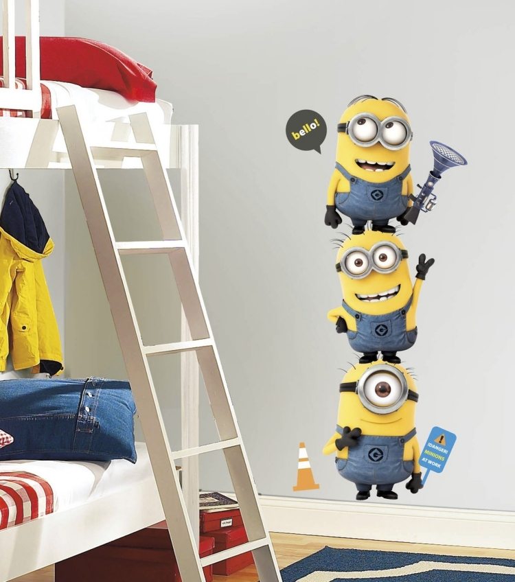 Ideias de decoração de quarto infantil -wall-tattoos-2015-minions-tower