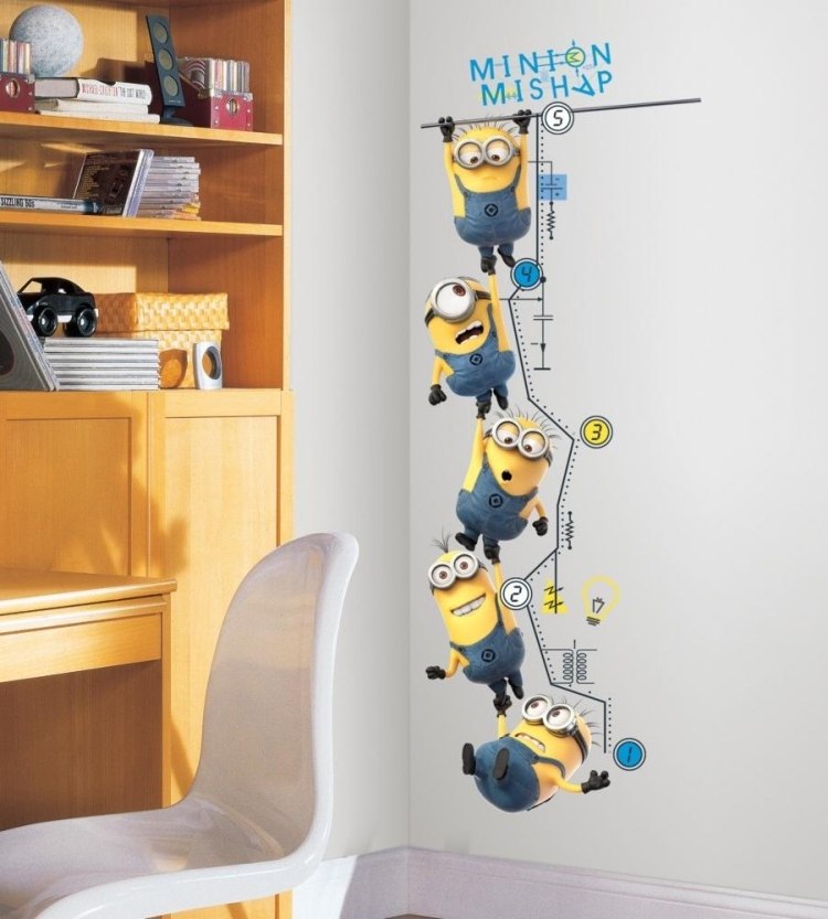 Idéias de decoração de quarto infantil minions-decalque de parede-quarto infantil-governante-variante