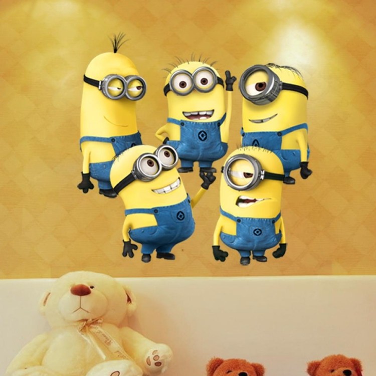 quarto-decoração-ideias-parede-decalques-minions-grupo infantil