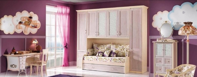 mobiliário interior violeta para quarto infantil por forni mobili