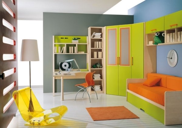 Candeeiro de pé de design de mobiliário moderno verde laranja quarto infantil