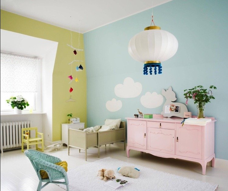 Design de quarto infantil verde azul e rosa para meninas ideias para cores de parede e móveis