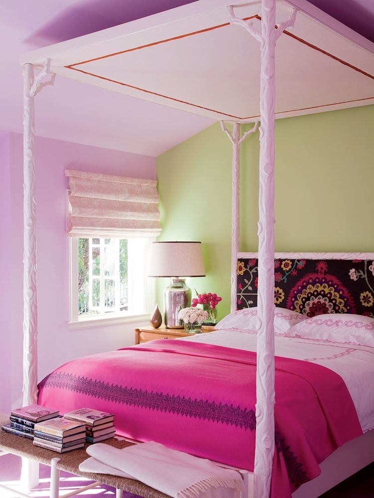 Idéias de design rosa verde para quarto infantil para design de parede moderno