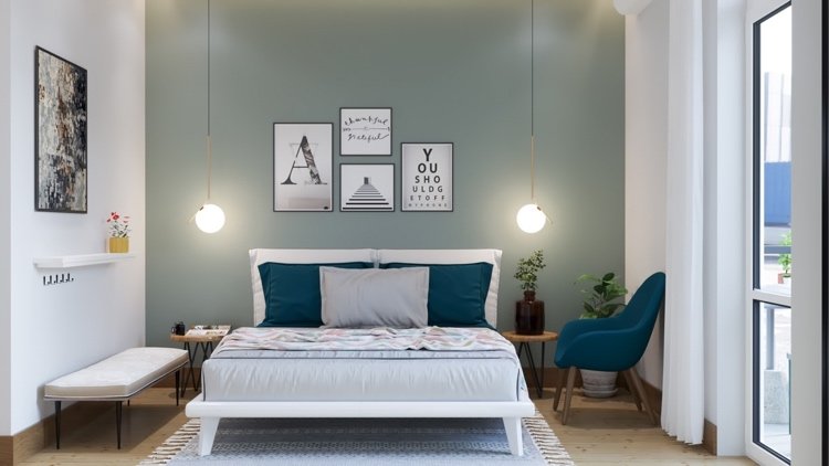 Arrume o quarto das crianças verde menta e decore com azul royal