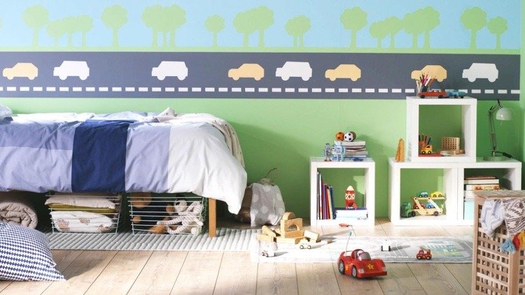 Design de quarto infantil verde azul ideias para a parede com tatuagens de parede