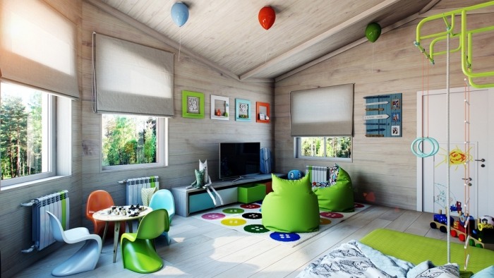 Dispositivo de design-green-beanbag-chair-decoration-play para quarto infantil