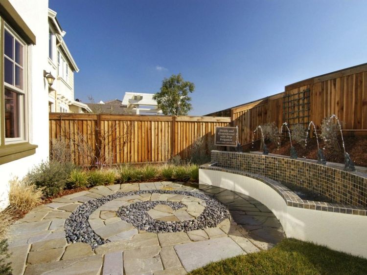 Pequenos jardins-design-cascalho-pedra natural-terraço-recursos aquáticos