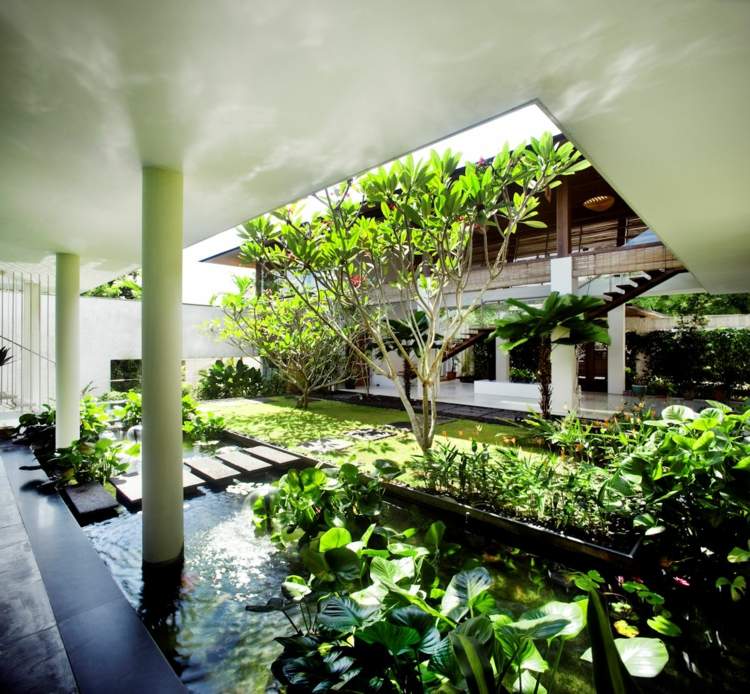 small-gardens-design-pond-minimalistic-gramado-árvore-pátio interno