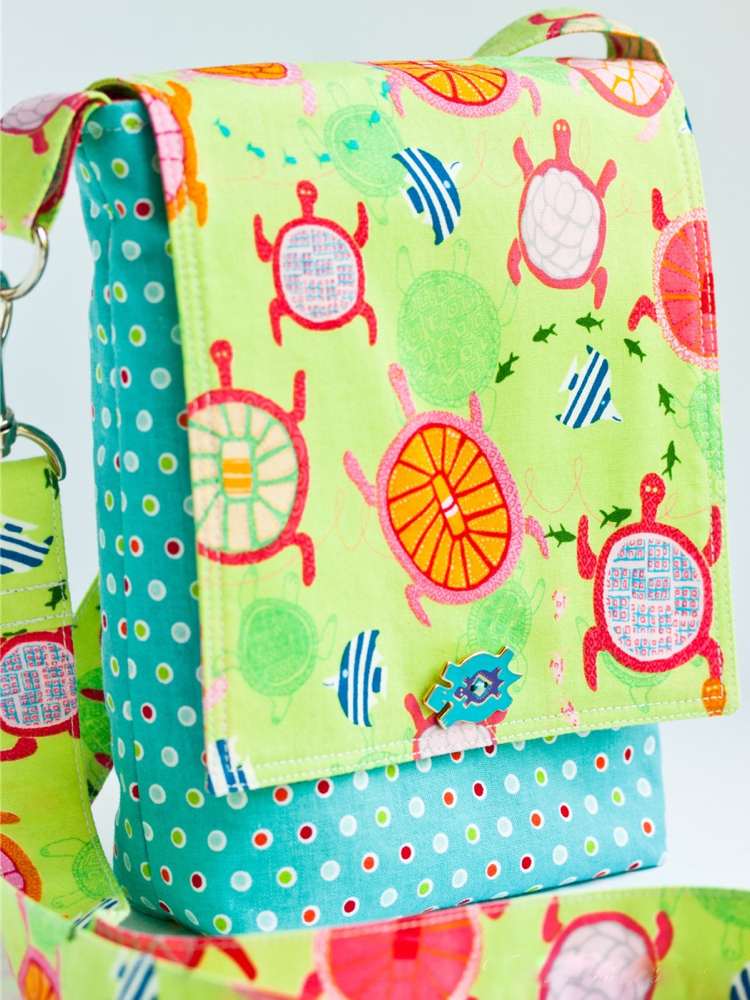 pequena bolsa tiracolo instruções de costura padrão tartarugas crianças meninos meninas
