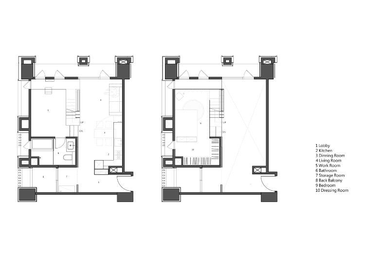 apartamento com mezanino cama loft painéis de madeira prateleiras branco uso do espaço apartamento de um quarto atelier design planta baixa
