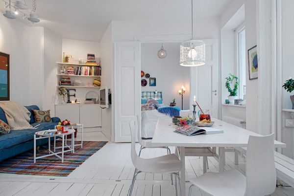 Apartamento sueco - móveis simples com design branco
