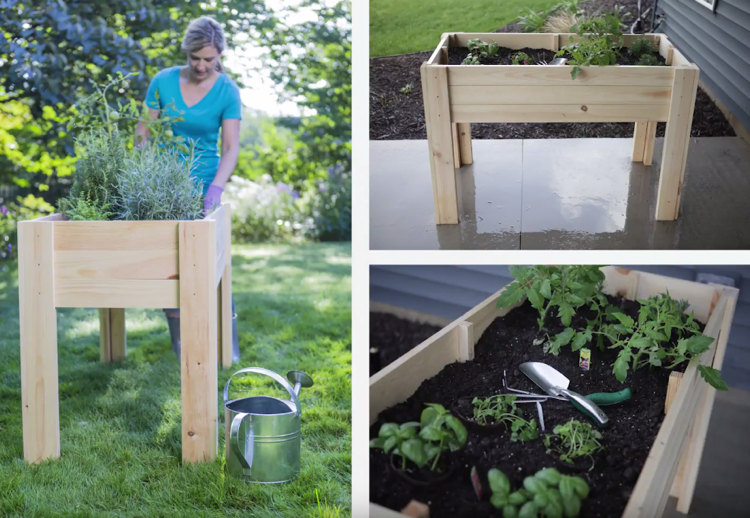 cama elevada-mesa-varanda-jardinagem-pé