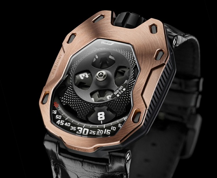 hora satélite urwerk model collection knight ouro rosa