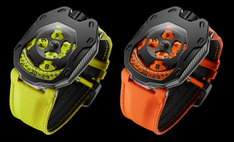 knight clock urwerk laranja amarelo satélite hora habitação