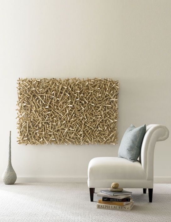 Eco mobiliário decoração de parede branca poltrona de madeira