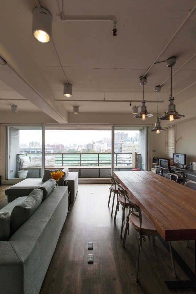 Pequeno apartamento-design-interior-estilo-loft-Taiwan-PMK + designers-industrial-chique