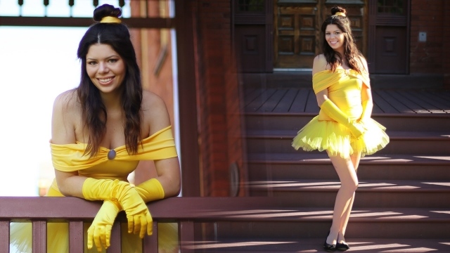fantasia inspiração vestido amarelo belle saia tutu penteado