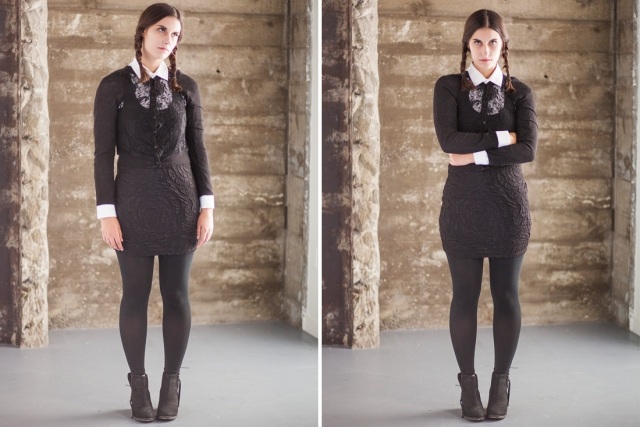 faça você mesmo fantasias rabo de cavalo vestidinho preto addams quarta-feira