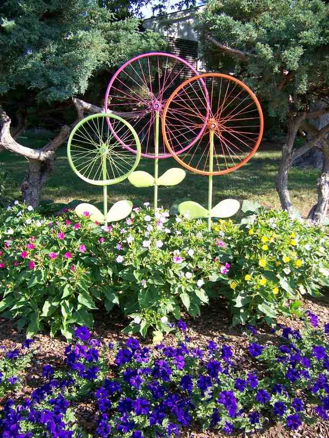 Ideias, pneus de bicicleta, flores, ideias de upcycling