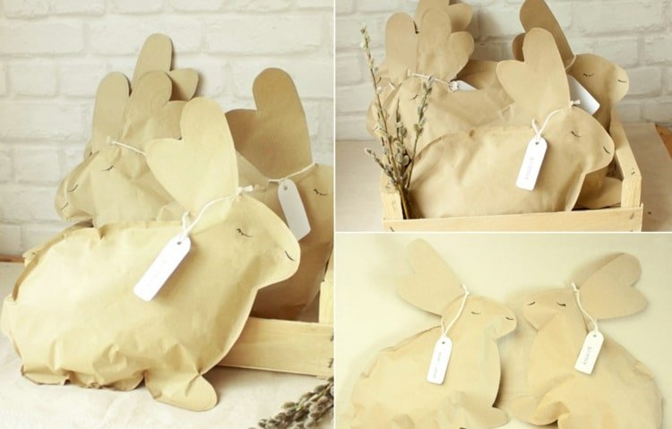 Faça embalagens de Páscoa em forma de coelhos com papel de embrulho de pão