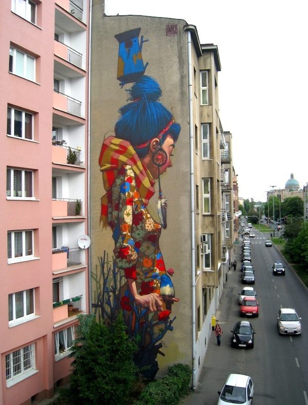 Parede de edifício de arte de rua - Sainer Etam Crew