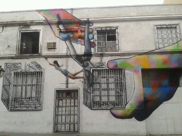 janela colorida de pintura de rua
