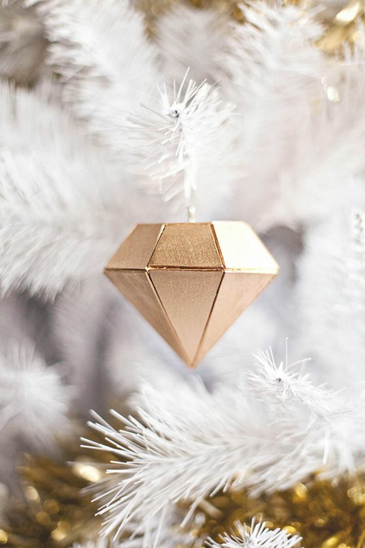 Decoração de Natal madeira diamante ouro branco abeto
