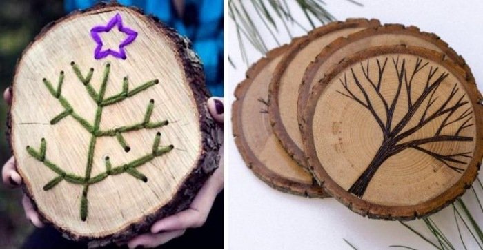 Advent-time-handicrafts-tree slice-coasters-creative-ideas-for-Christmas-decoration