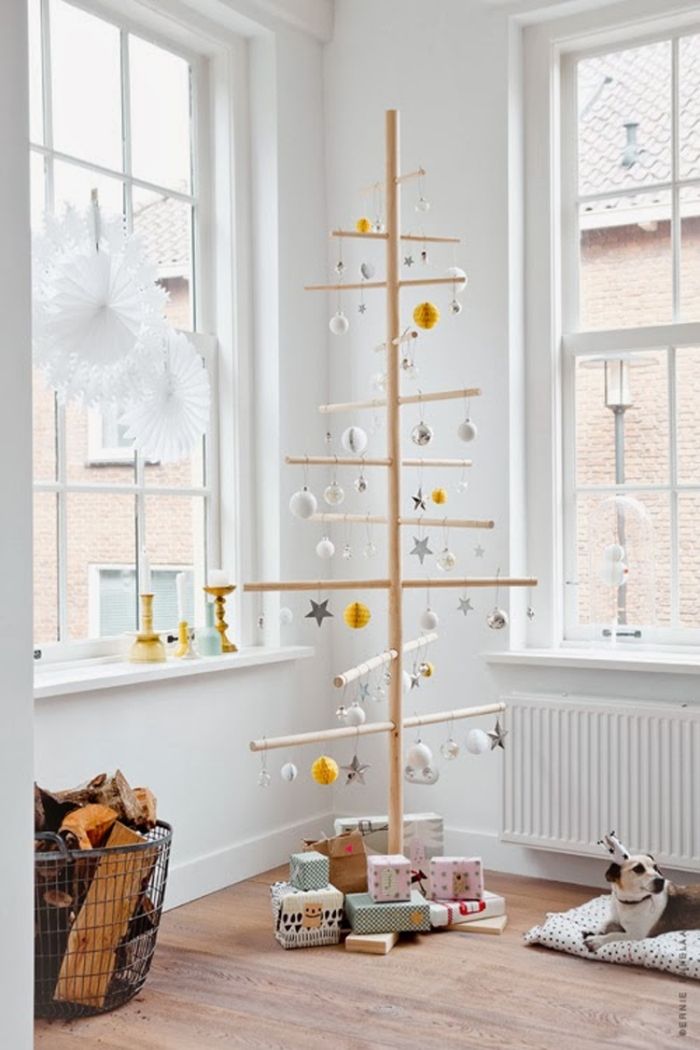 minimalista-natal-decoração-feita-de-madeira-diy-abeto-feita de palitos de madeira