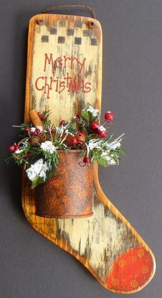 Creative-Ideas-Christmas-Decoration-Wood-Decoration-Flower-Box-Rust-Look-Wall Decoration