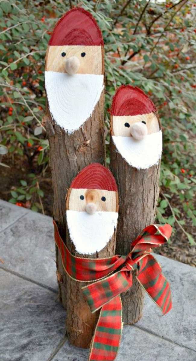 Decorações de Natal para o exterior feitas de madeira Papai Noel-de-galhos-de-árvore-jardim-decoração-Natal-artesanato-com-madeira