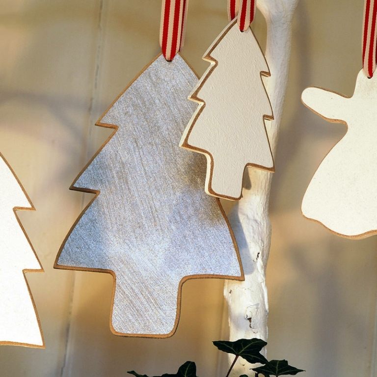 Decoração de Natal em madeira abeto árvore figura prata pingente ideia