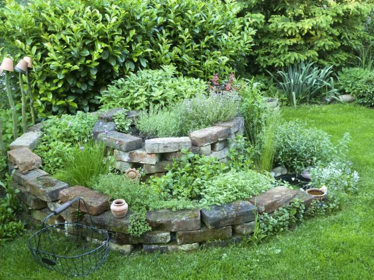 erva-espiral-construção-jardim-projeto-pequenos-jardins-ervas-plantas-planta de plantio