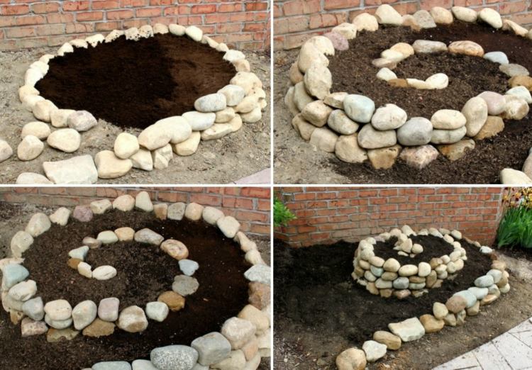 construir caracol de ervas em espiral de ervas-potting-compost-space-saving-bed
