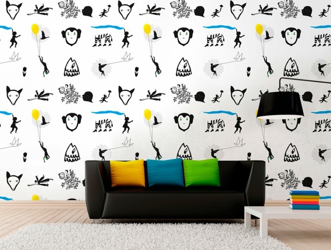 Ideias para almofadas de sofá e papel de parede para sala de estar