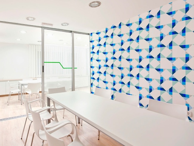 Papel de parede da sala de jantar padrão retangular tridimensional