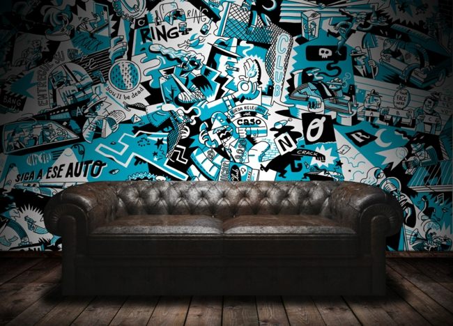 Mistura de estilos sofá de couro design elegante azul