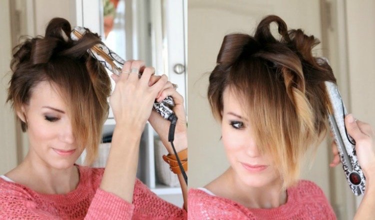 cabelo curto-cachos-penteado-instruções-pixie-virando-alisamento