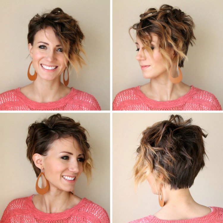 Cabelo curto cachos-penteados-instruções-pixie-ombre-corte de cabelo curto