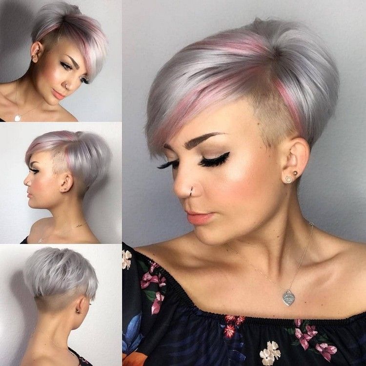 cabelo grisalho com mechas corte de cabelo pixie