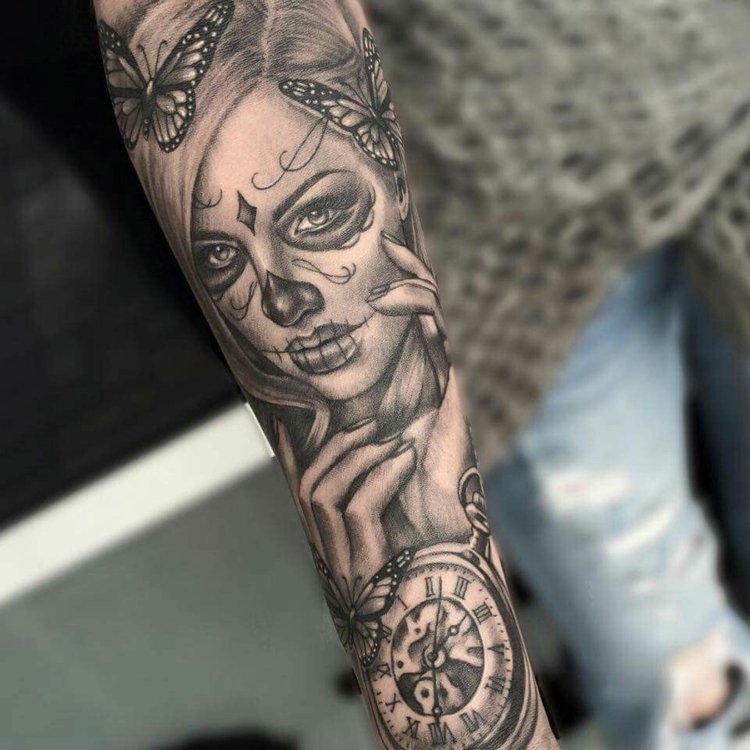 Dia dos mortos La Catrina tatuagem que significa desenho de tatuagem no antebraço para mulheres