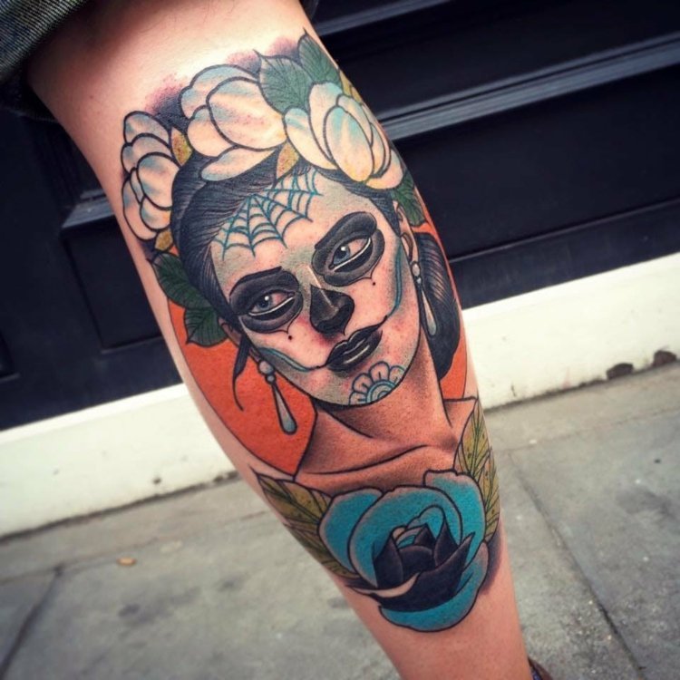 Idéias de design de tatuagem à moda antiga La Catrina Sugar Scull Tattoo